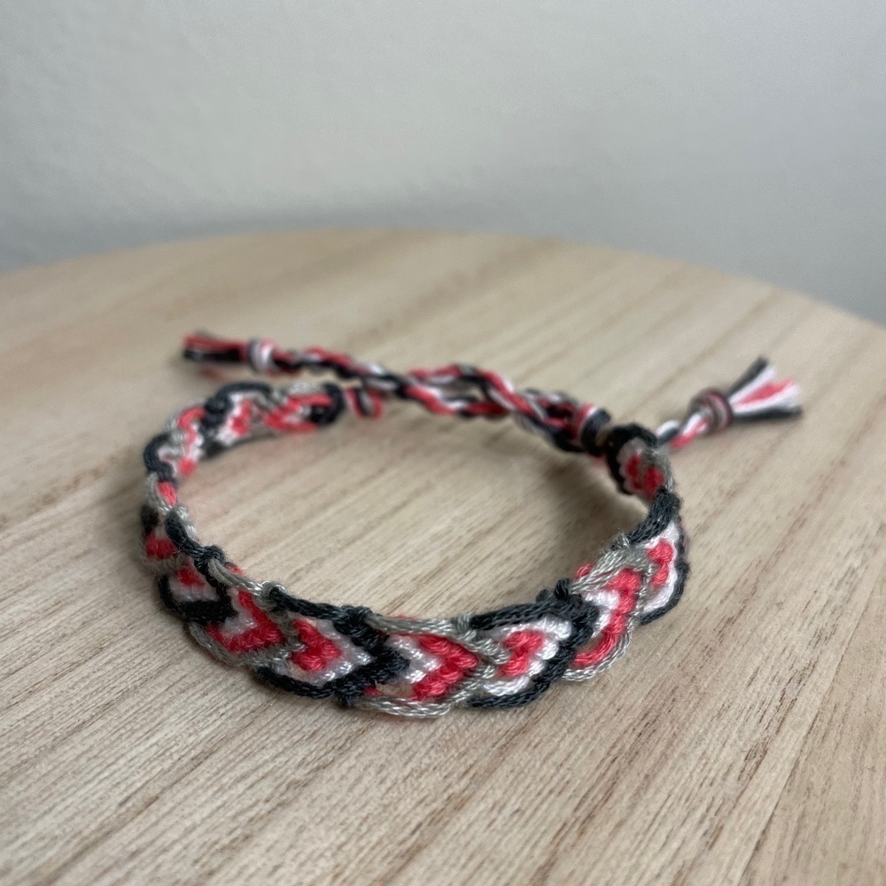 Pink Gray Woven Bracelet